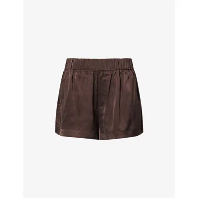 Dissh Womens Bitter Choc Isla Relaxed-fit Silk Shorts In Brown
