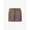 Dissh Womens Bitter Choc Palma Striped Cotton-silk Blend Shorts In Brown