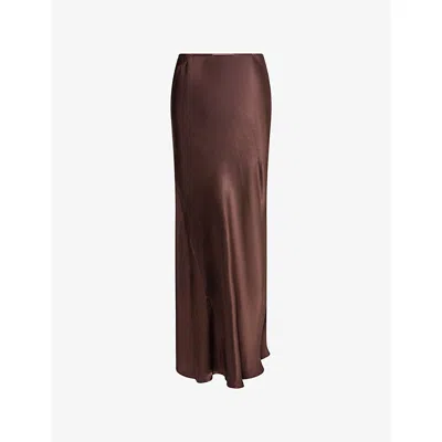 Dissh Womens Bitter Chocolate Charl Satin Maxi Skirt In Brown