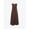 Dissh Womens Gabby Flared Cotton-poplin Midi Dress Bitter Chocolate In Bitter Chocolate