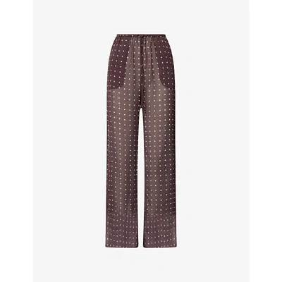 Dissh Womens Vanessa Polka Dot Sheer Woven Trousers Bitter Chocolate In Multi