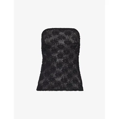 Dissh Womens Black Agnes Crochet Bandeau Top