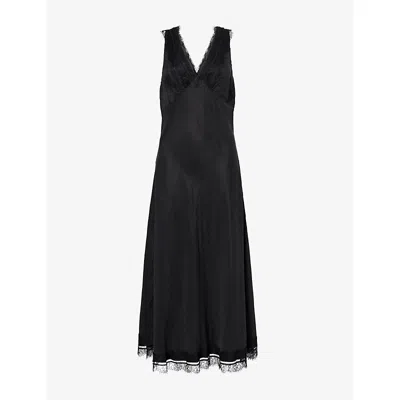 Dissh Womens Andrea Lace-trim Woven Midi Dress Black