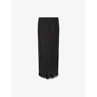 Dissh Womens Black Andrea Lace-trim Woven Midi Skirt