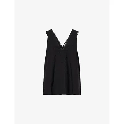 Dissh Womens Black Annabel V-neck Cotton-blend Top