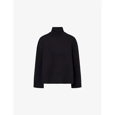 Dissh Womens Black Ella Turtleneck Wool And Cotton Jumper