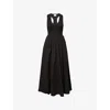 Dissh Womens Black Florence Shirred Cotton Midi Dress In Black