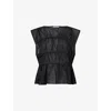 Dissh Womens Flynn Ruched Linen And Cotton Blend Black