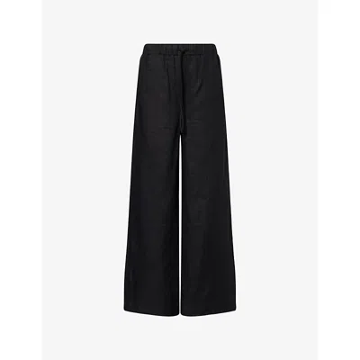 Dissh Womens Gina Drawstring Linen Trousers Black