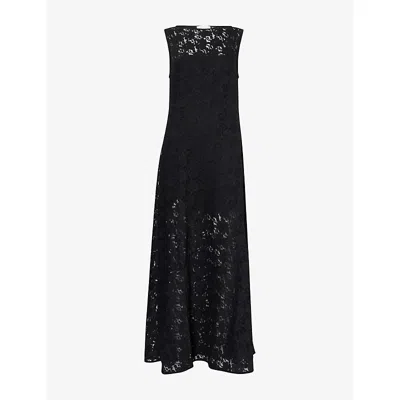 Dissh Womens Black Loula Lace-embroidery Stretch-woven Midi Dress