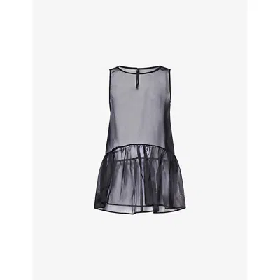 Dissh Womens Sian Sheer Silk Top Black