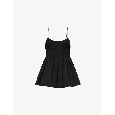 Dissh Womens Black Zahara Ruched Cotton Top