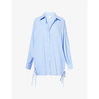 Dissh Womens Blue Mathilde Pinstripe Cotton-blend Shirt