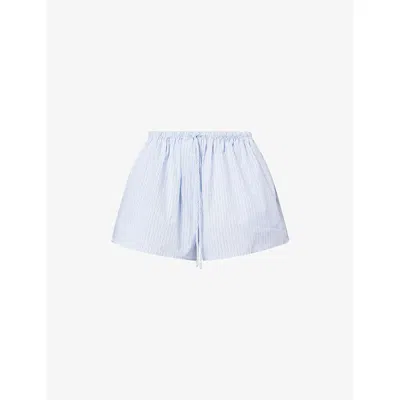 Dissh Womens Blue Stripe Bernice Stripe Cotton-blend Shorts