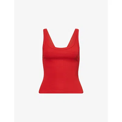 Dissh Womens Burnt Red Phoebe Scoop-neck Cotton-blend Tank Top