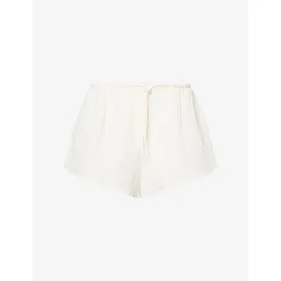 Dissh Womens Casey Crinkle Cotton-blend Shorts Ivory