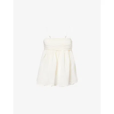 Dissh Womens Casey Crinkle Cotton-blend Top Ivory