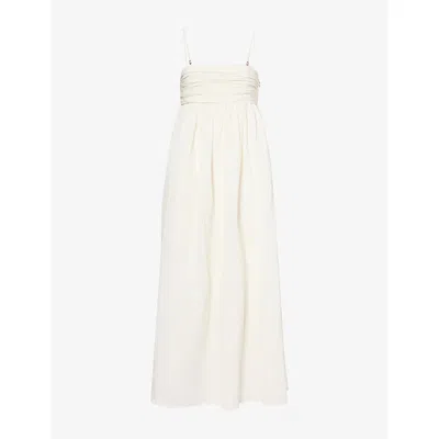 Dissh Womens Casey Crinkled Cotton-blend Maxi Dress Ivory