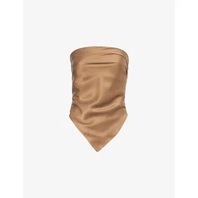 Dissh Womens Chestnut Percy Scarf Silk Top In Brown