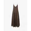 Dissh Womens Choc Tahlia Sleeveless Linen And Cotton-blend Midi Dress In Brown