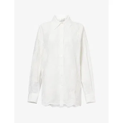 Dissh Womens Cordelia Embroidered Woven Shirt White