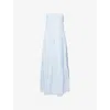 Dissh Womens Cornflower Artie Strapless Tiered Ramie Midi Dress In Blue