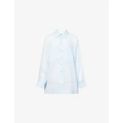 Dissh Womens Cornflower Kai Long-sleeves Woven Shirt In Blue