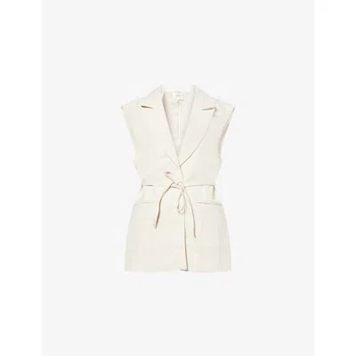 Dissh Womens Cream Marle Rosalie Belted Cotton-blend Vest In Multi