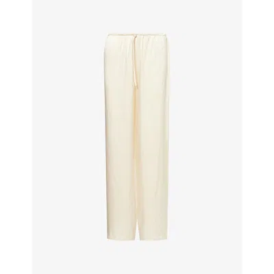 Dissh Womens Cream Mya Straight-leg Satin Trousers In Neutral