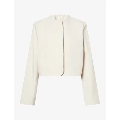 Dissh Womens Cyrus Cropped Woven Blazer Bone