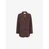 Dissh Womens Dark Chocolate Elle Peak-lapels Stretch-woven Blazer In Brown