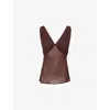 Dissh Womens Dark Chocolate Jorja V-neck Woven Top In Brown