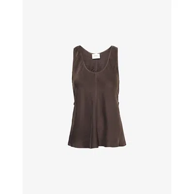 Dissh Womens Colette Scoop-neck Silk Cami Top Bitter Chocolate