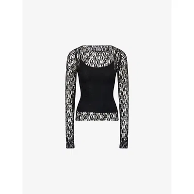 Dissh Womens Lizzie Boat-neck Woven Top Black