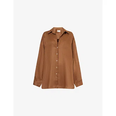Dissh Womens Lune Patch-pocket Linen Shirt Fondant