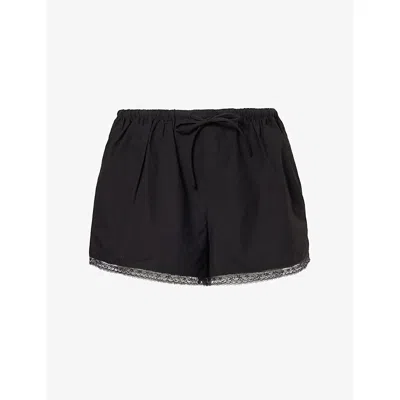 Dissh Womens  Rosin Lace-trim Cotton-blend Shorts In Black