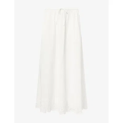 Dissh Womens Elisa Lace-hem Cotton Midi Skirt White