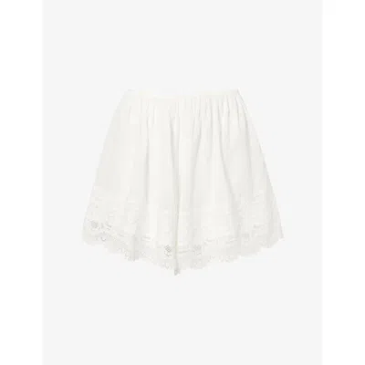 Dissh Womens Elisa Lace-trim Cotton Shorts White