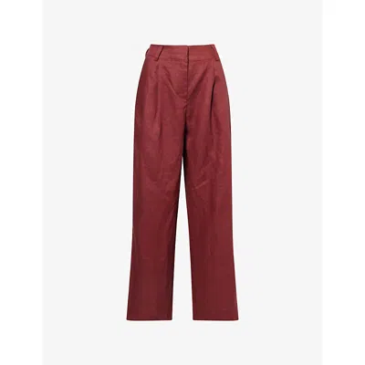 Dissh Womens Sahara Red Fran Pleated Straight-leg Linen Trousers