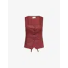 Dissh Womens Sahara Red Fran Square-neck Linen Waistcoat In Red