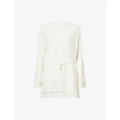 Dissh Womens Ivory Max Semi-sheer Knitted Mini Dress In White