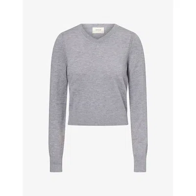 Dissh Womens Livia V-neck Knitted Merino-wool Jumper Grey
