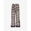 Dissh Womens Bitter Choc Maui Printed Wide-leg Ramie Trousers In Brown
