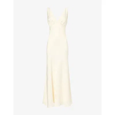 Dissh Womens Milk Nara Jacquards Satin Maxi Dress In Yellow