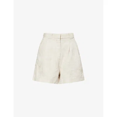 Dissh Womens Alondra Tailored Linen Shorts Natural