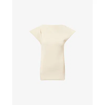 Dissh Womens Lia Asymmetric Cotton-blend Knit Top Natural