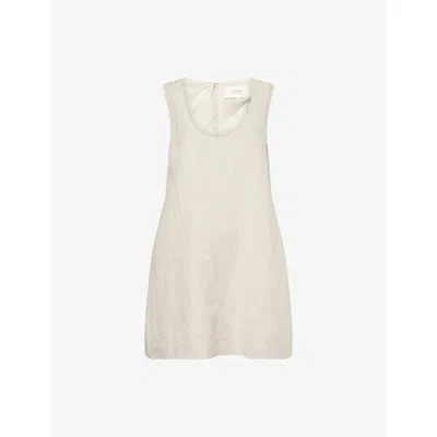 Dissh Womens Lotus Scoop-neck Linen Mini Dress Natural