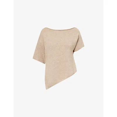 Dissh Womens Rick Off-shoulder Cotton-linen Blend Knit Top Natural
