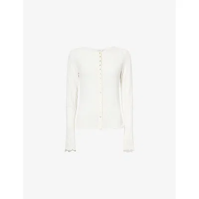 Dissh Womens Off White Delia Sheer Cotton-knit Top Xs