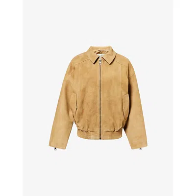 Dissh Womens Denver Suede Bomber Jacket Pampas In Brown